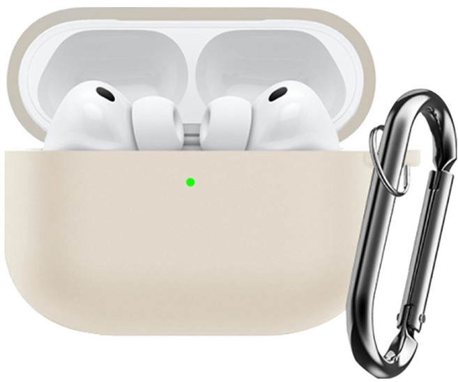 디노로웰 에어팟 프로3 보호 케이스 O형 카라비너, 베이지, 1개