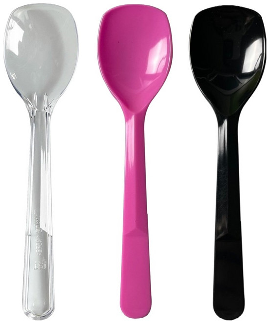 생활을그리다 디저트 미니 스푼 9cm 3색 혼합 투명 핑크 블랙 벌크포장, 1개, 150개입