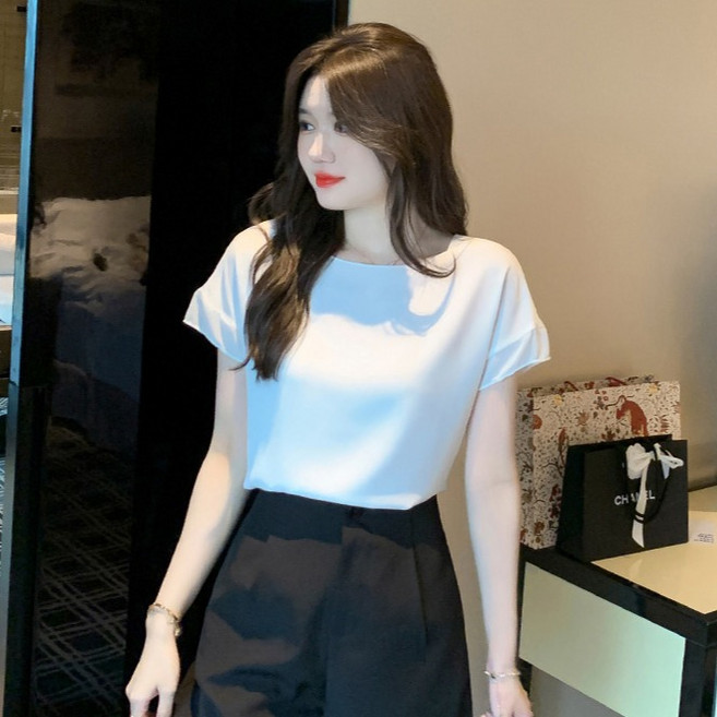 포플러앤씨 여성용 니시키레 쉬폰 반팔 블라우스 P26SMBL031228