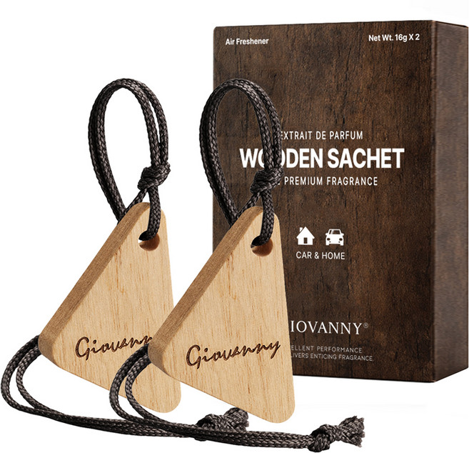 GIOVANNY 차량용 퍼퓸 우든샤쉐 방향제 2p, 1세트, 화이트머스크