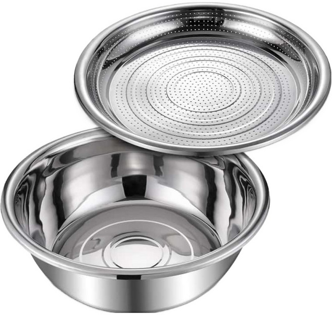 에버튼하우스 대야 + 채반 세트 CLHH-BT4D, 1세트, 53cm, 스텐