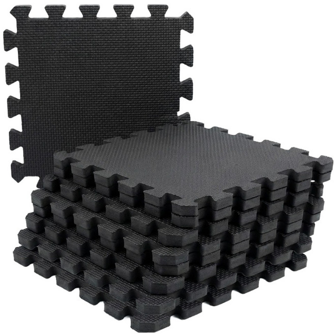 이고진 층간소음 EVA 바닥보호 퍼즐매트 12T, 블랙, 9개
