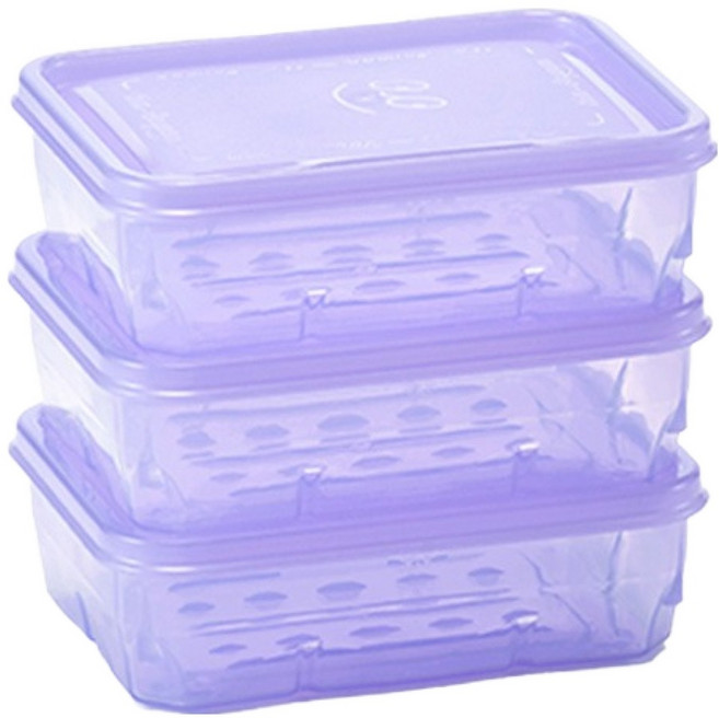 땡스소윤 냉동실 전용 밀폐용기 9호 라벤더, 3개, 300ml