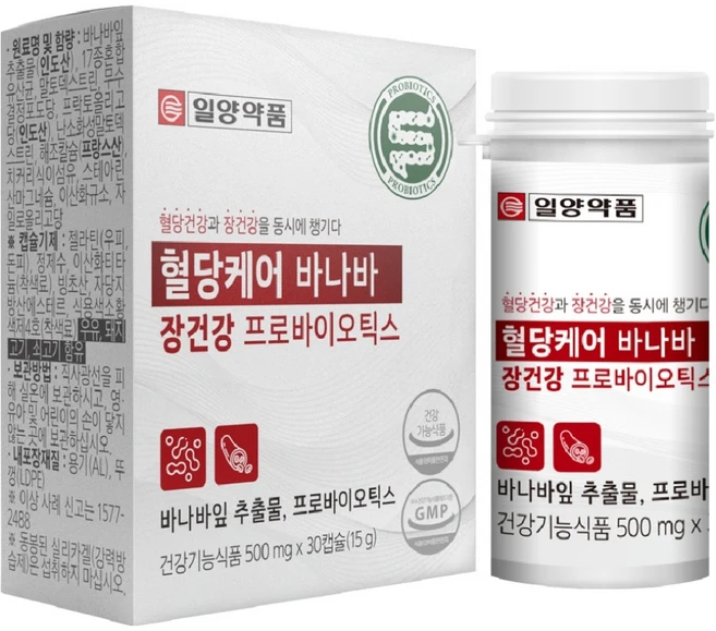 일양약품 혈당케어 바나바 장건강 프로바이오틱스 유산균 15g, 30정, 1개 - 쿠팡