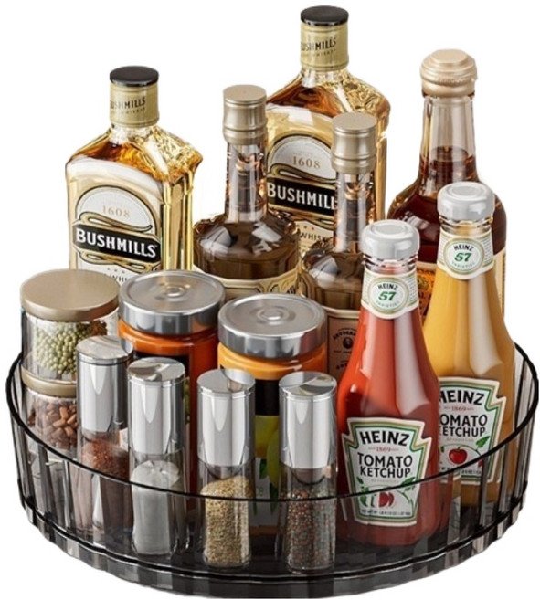 딜리 회전 주방 양념통 수납 트레이, 그레이, 1개