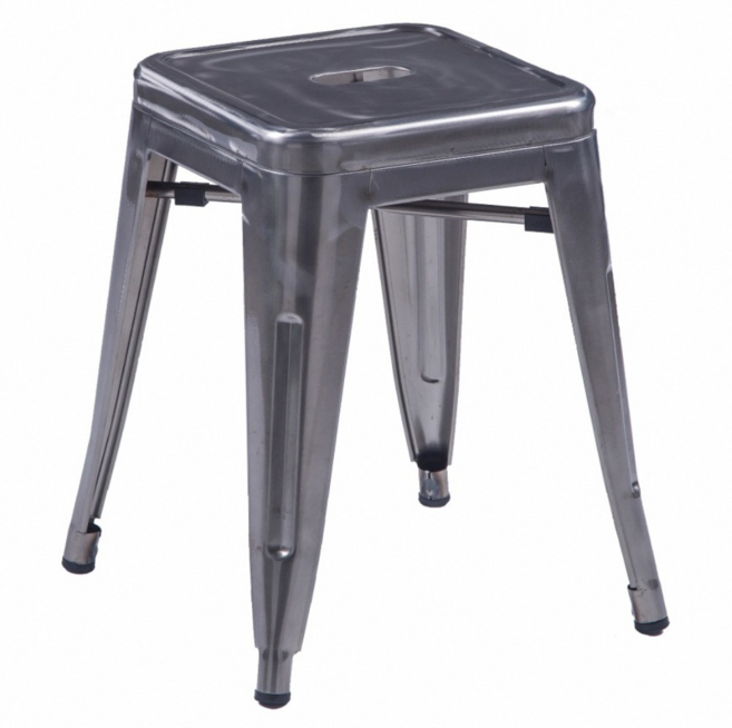 E-home Una尤娜工業風可堆疊金屬吧檯椅 NKC003C-met 高45cm, 鐵元色, 1個