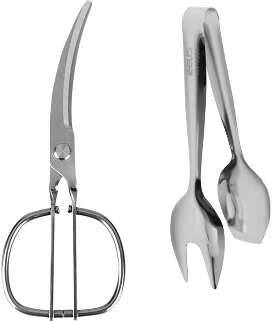제우스 HB 올스텐 곡선 가위 + 스푼포크 집게 세트, 1세트