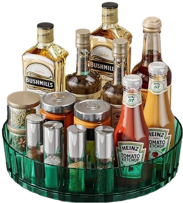 딜리 회전 주방 양념통 수납 트레이, 그린, 1개