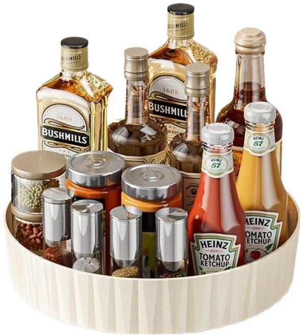 딜리 회전 주방 양념통 수납 트레이, 화이트, 1개