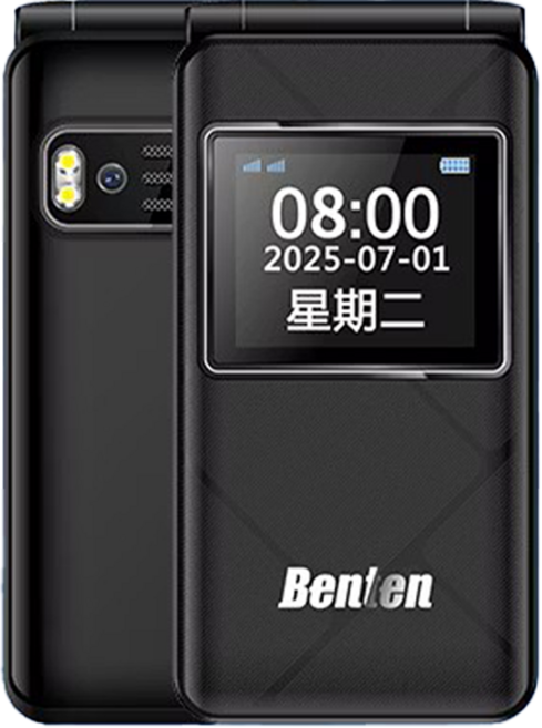Benten 奔騰 A86 4G雙螢幕手持式行動電話, 黑色, 0.1GB