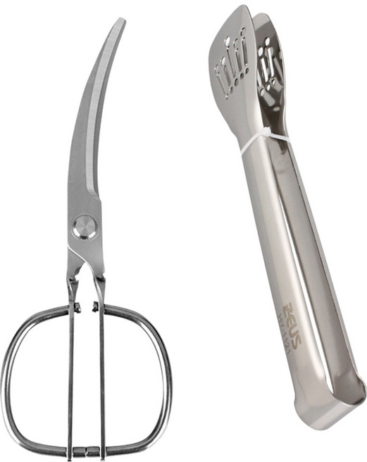 제우스 HB 올스텐 가위 + 뒤집개 집게 곡선 세트, 1세트