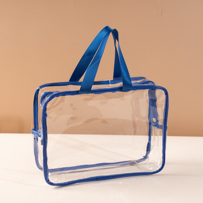 포유리빙 여행용 투명 화장품 파우치 가벼운 수납 가방, 블루, 1개