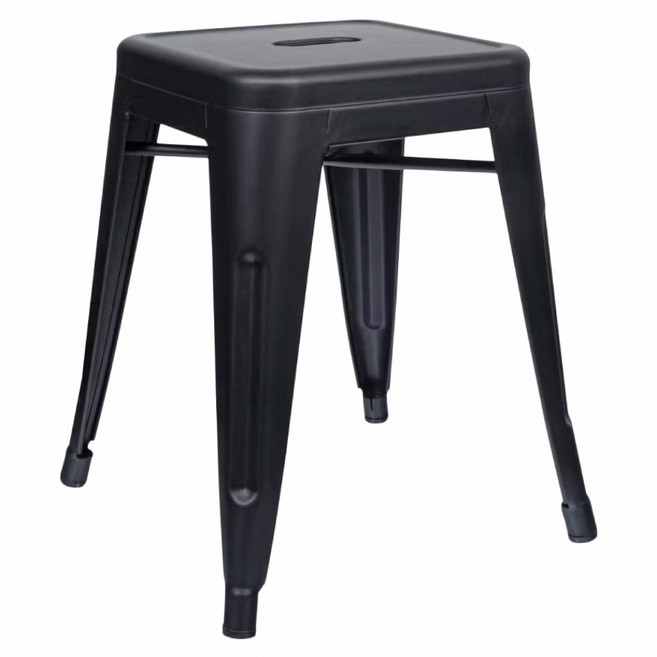 E-home Una尤娜工業風可堆疊金屬吧檯椅 高45cm NKC003C-blk, 黑色, 1個