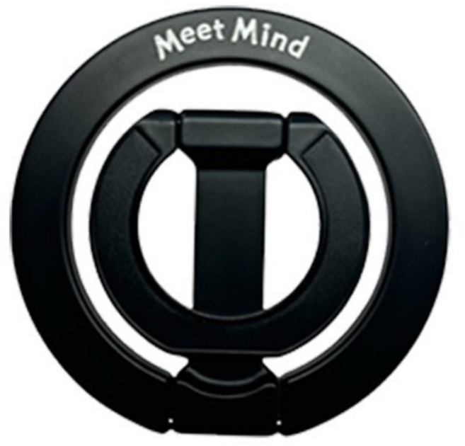 Meet Mind 雙軸雙磁吸Z型鋅合金手機指環支架, 黑色, 1個
