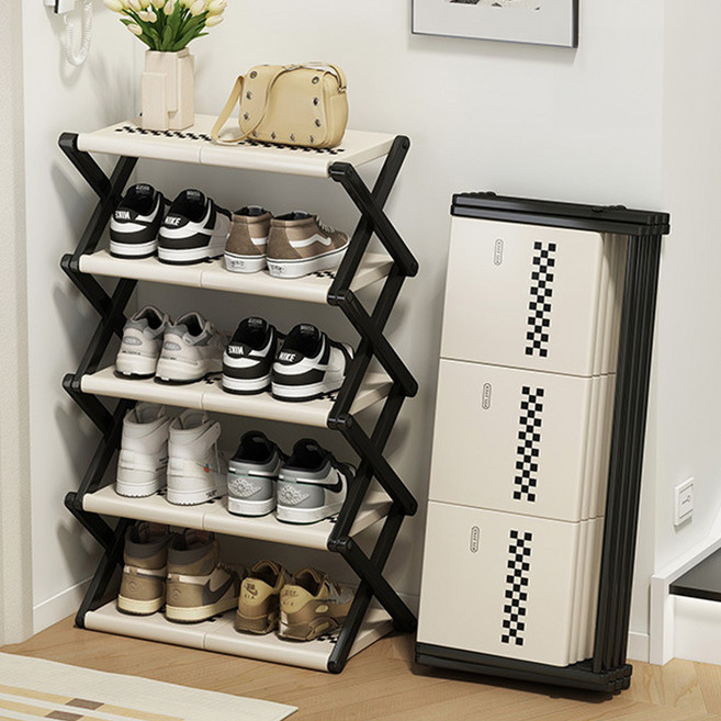 김용석생활연구소 접이식 현관 정리 틈새 수납 신발장 50cm, 화이트, 5단