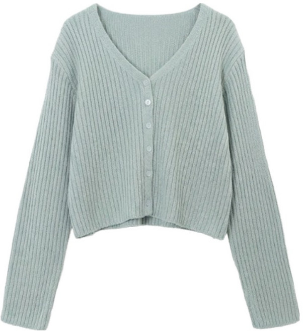 피핀 여성용 골지 세미 크롭 가디건 #22684