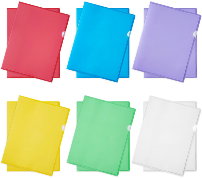 모던앳 컬러 투명 L자 파일 A4 6종 x 2p 세트, 혼합색상, 1세트