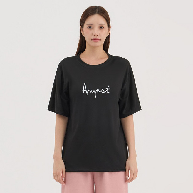 엘쏘 여성용 어그스트 레터링 루즈핏 반팔 티셔츠