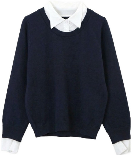 피핀 여성용 셔츠 카라 레이어드 니트 #112894