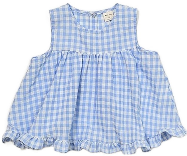 베베나인 체크 프릴 블라우스