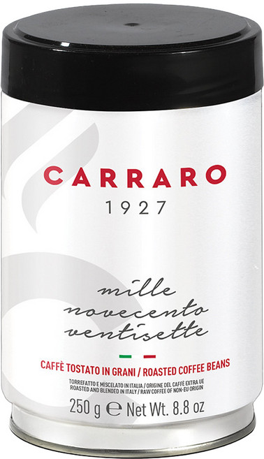 CARRARO 義大利 1927專業義式罐裝咖啡豆 中焙 100%阿拉比卡, 250g, 1個, 全豆咖啡（未研磨）