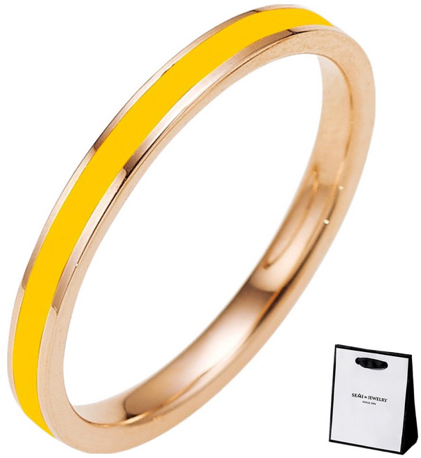 SEMI JEWELRY 女款 14K 空心環氧樹脂戒指 黃金 + 購物袋