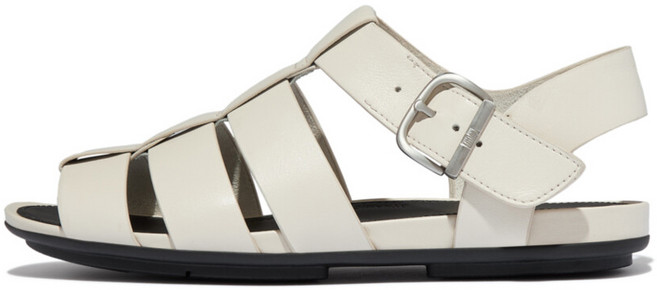 fitflop 女款皮革 Dynamikuush Gracie 漁夫涼鞋, 米色, 235