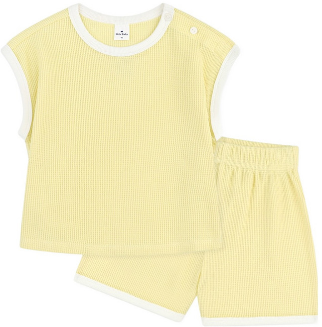 MilkBaby 파스텔봉봉 여름 와플지 상하의 세트