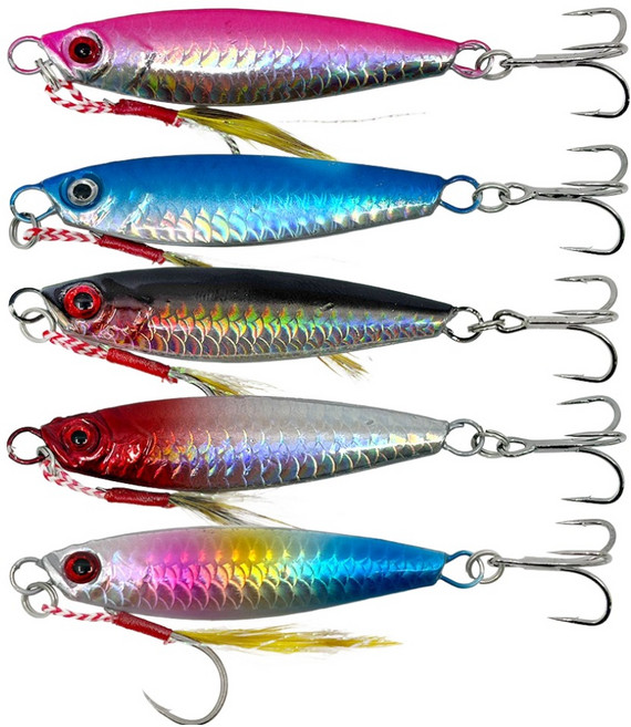 청춘어락 용왕님 어복 메탈 지그 루어 5종 + 보관케이스 세트, 혼합색상, 1세트, 30g