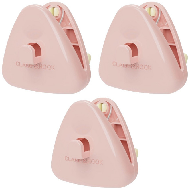홈앤픽스 강력 대형 깔끔 걸이형 다용도 빨래집게, 핑크, 3개