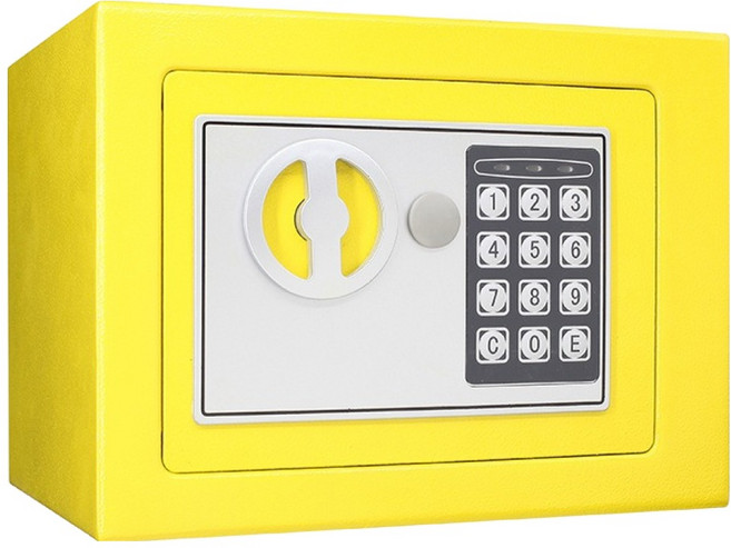 엑스터 가정용 미니 디지털 비밀번호 소형 개인금고 170 x 230 x 170 mm, 17E 옐로우