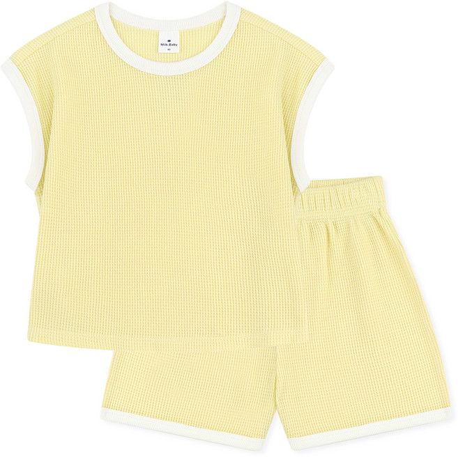 MilkBaby 파스텔봉봉 여름 와플지 상하의 세트