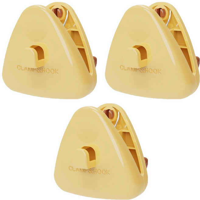 홈앤픽스 강력 대형 깔끔 걸이형 다용도 빨래집게, 옐로우, 3개