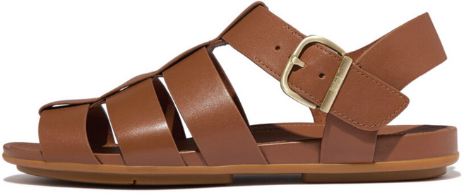 fitflop 女款皮革 Dynamiku 橡膠 Gracie 漁夫涼鞋, 棕褐色, 240