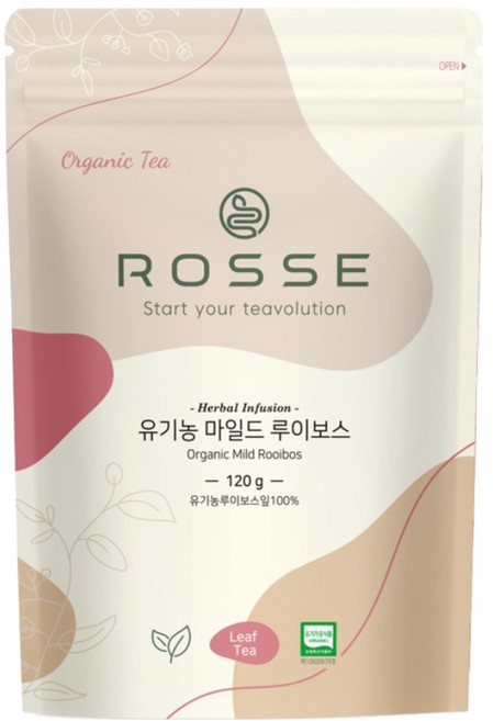 로쎄 유기농 마일드 루이보스 티 리필용 파우치, 1개, 1개입, 120g
