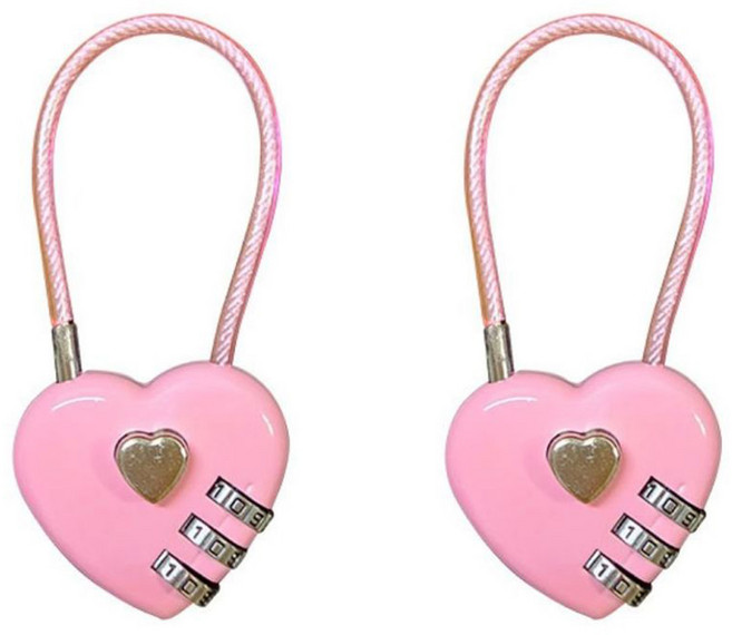 비앤홈 하트 디자인 자물쇠 3단 핑크, 2개