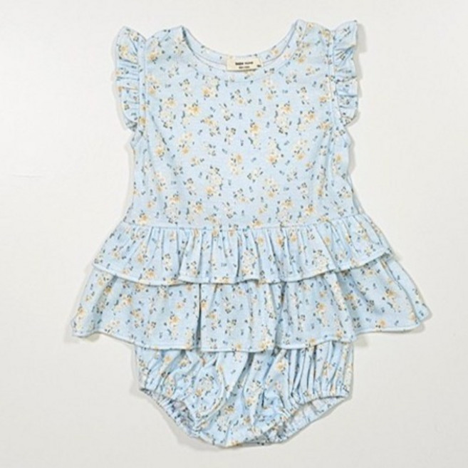 베베나인 유아용 플라워 상의 + 블루머 세트