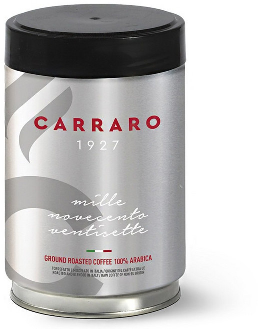 CARRARO 義大利 1927專業義式罐裝研磨咖啡粉 中焙 酸度低, 250g, 1個, 滴濾式咖啡機（中研磨）