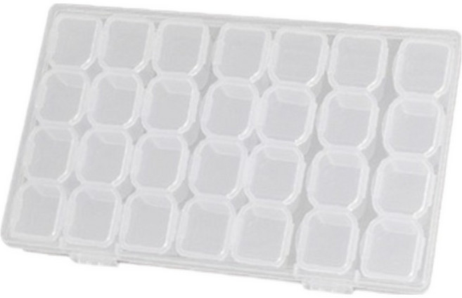 굿무드 악세사리 네일 파츠 비즈 28칸 다용도 보관함, 투명, 1개