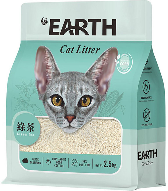 EARTH 大地 珍珠木薯貓砂, 2.5kg, 1包, 綠茶