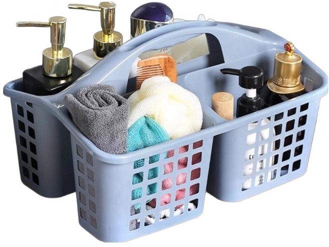 굿무드 3단 칸막이 사우나 수영 목욕 바구니, 01 더스티블루