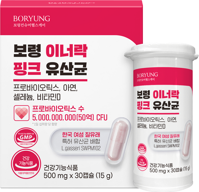 보령 여성용 이너락 핑크 질유래 유산균 15g, 1개, 30정