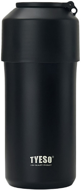 TYESO 泰碩 寶特瓶專用雙層保冰保溫杯 大(直徑10 x 23.2cm), 深夜黑, 1個, 1L