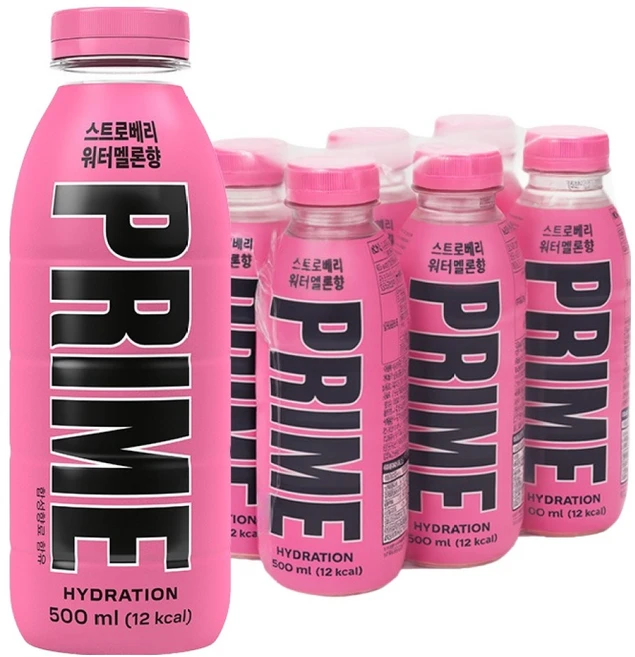 드링크프라임 하이드레이션 음료 스트로베리 워터멜론향, 6개, 500ml - 쿠팡
