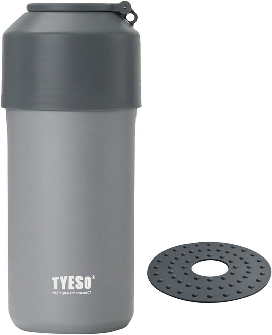 TYESO 泰碩 寶特瓶保冷瓶 大(直徑9 x 23cm) 附矽膠墊, 深灰色, 1個, 900ml