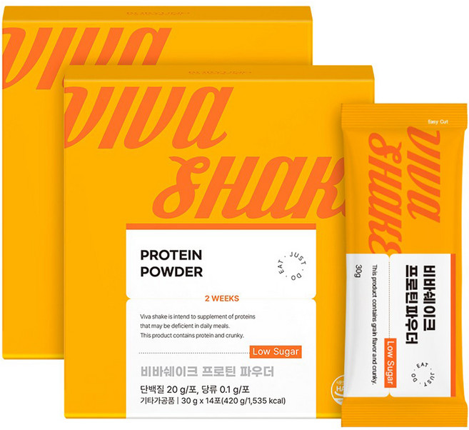 보령 비바쉐이크 프로틴 파우더 저당 단백질 쉐이크 14p, 420g, 2개