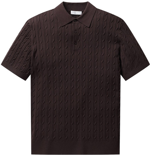 폴햄 남성용 카라넥 케이블 반팔 니트