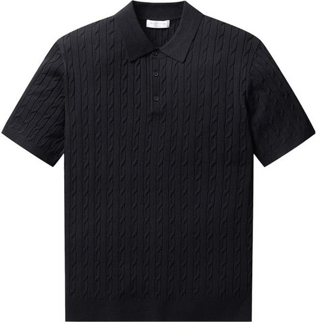 폴햄 남성용 카라넥 케이블 반팔 니트