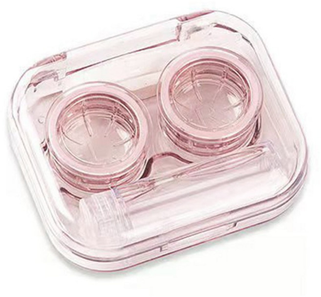 Daybyday 투명 엣지포인트 휴대용 렌즈케이스, 핑크, 1개