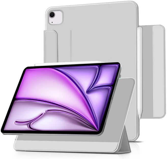 더조은셀러 아이패드 폴리오 3단 분리 마그네틱 스탠드 케이스, 페일그레이, 1개